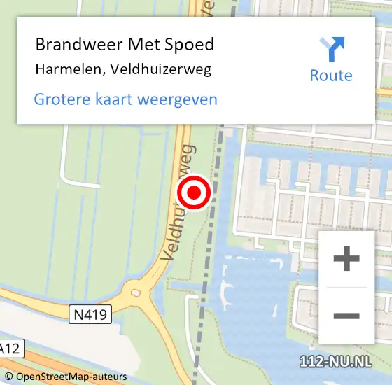 Locatie op kaart van de 112 melding: Brandweer Met Spoed Naar Harmelen, Veldhuizerweg op 7 januari 2022 13:33