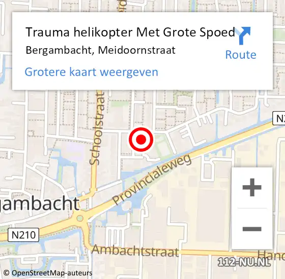 Locatie op kaart van de 112 melding: Trauma helikopter Met Grote Spoed Naar Bergambacht, Meidoornstraat op 7 januari 2022 13:57
