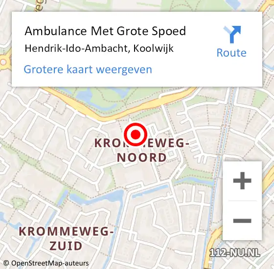 Locatie op kaart van de 112 melding: Ambulance Met Grote Spoed Naar Hendrik-Ido-Ambacht, Koolwijk op 7 januari 2022 14:08
