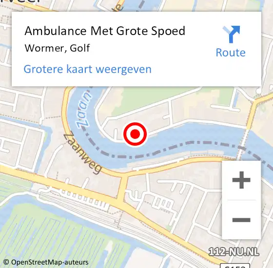 Locatie op kaart van de 112 melding: Ambulance Met Grote Spoed Naar Wormer, Golf op 7 januari 2022 14:15