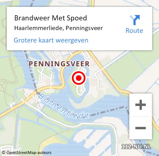 Locatie op kaart van de 112 melding: Brandweer Met Spoed Naar Haarlemmerliede, Penningsveer op 7 januari 2022 14:20