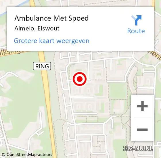 Locatie op kaart van de 112 melding: Ambulance Met Spoed Naar Almelo, Elswout op 7 januari 2022 14:40