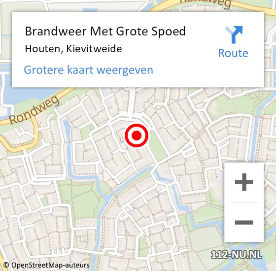 Locatie op kaart van de 112 melding: Brandweer Met Grote Spoed Naar Houten, Kievitweide op 7 januari 2022 16:02