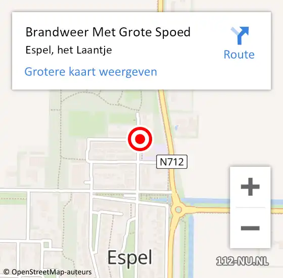 Locatie op kaart van de 112 melding: Brandweer Met Grote Spoed Naar Espel, het Laantje op 7 januari 2022 16:13