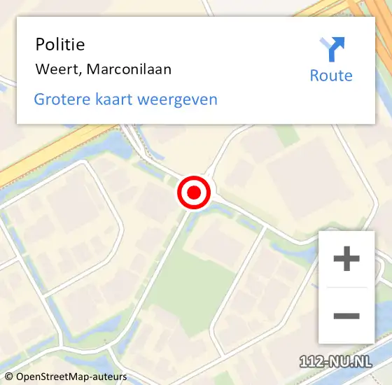 Locatie op kaart van de 112 melding: Politie Weert, Marconilaan op 7 januari 2022 16:15