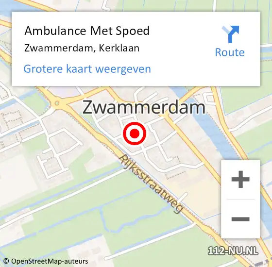 Locatie op kaart van de 112 melding: Ambulance Met Spoed Naar Zwammerdam, Kerklaan op 7 januari 2022 16:20