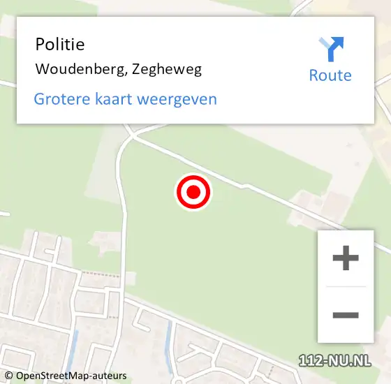 Locatie op kaart van de 112 melding: Politie Woudenberg, Zegheweg op 7 januari 2022 16:23