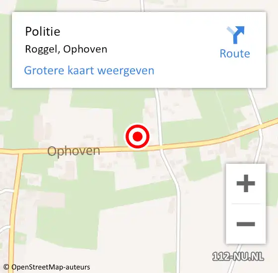 Locatie op kaart van de 112 melding: Politie Roggel, Ophoven op 7 januari 2022 16:43