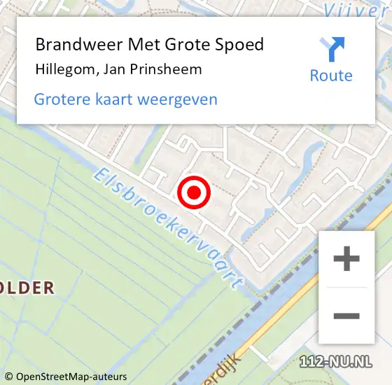 Locatie op kaart van de 112 melding: Brandweer Met Grote Spoed Naar Hillegom, Jan Prinsheem op 7 januari 2022 16:46