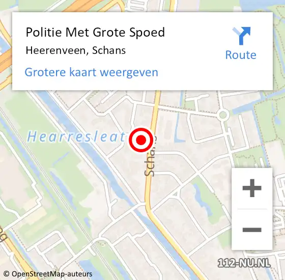 Locatie op kaart van de 112 melding: Politie Met Grote Spoed Naar Heerenveen, Schans op 7 januari 2022 17:16