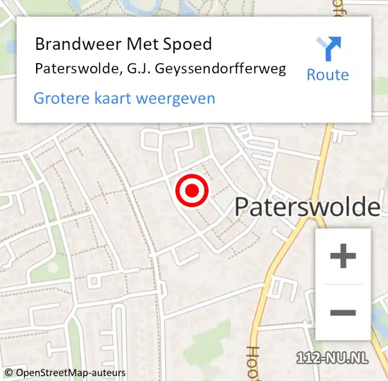 Locatie op kaart van de 112 melding: Brandweer Met Spoed Naar Paterswolde, G.J. Geyssendorfferweg op 7 januari 2022 17:21