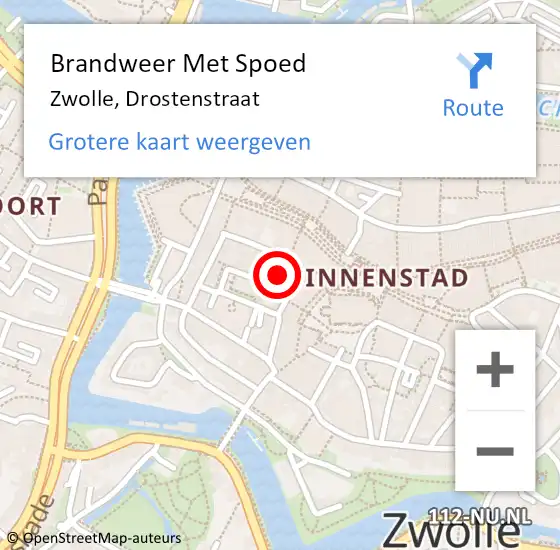 Locatie op kaart van de 112 melding: Brandweer Met Spoed Naar Zwolle, Drostenstraat op 7 januari 2022 18:03