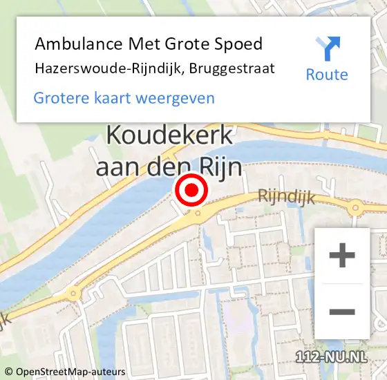 Locatie op kaart van de 112 melding: Ambulance Met Grote Spoed Naar Hazerswoude-Rijndijk, Bruggestraat op 7 januari 2022 18:05