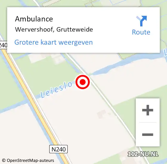 Locatie op kaart van de 112 melding: Ambulance Wervershoof, Grutteweide op 7 januari 2022 18:07