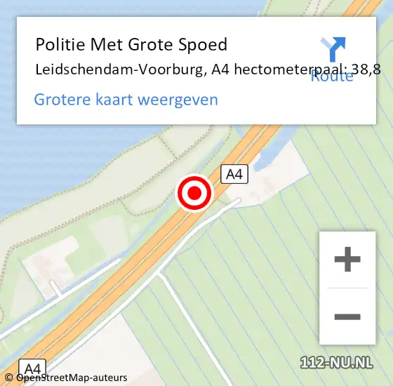 Locatie op kaart van de 112 melding: Politie Met Grote Spoed Naar Leidschendam-Voorburg, A4 hectometerpaal: 38,8 op 7 januari 2022 18:16