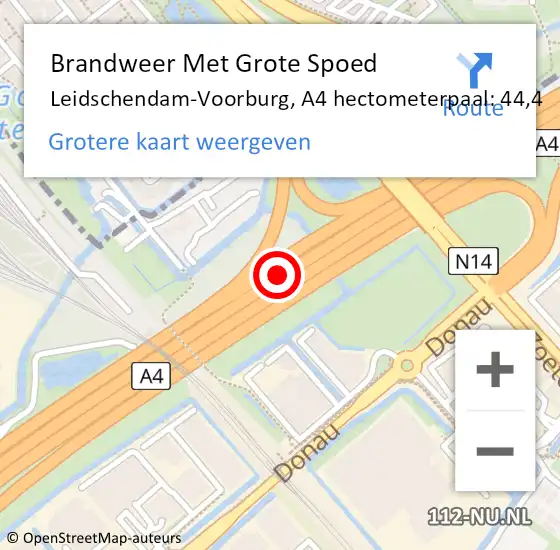 Locatie op kaart van de 112 melding: Brandweer Met Grote Spoed Naar Leidschendam-Voorburg, A4 hectometerpaal: 44,4 op 7 januari 2022 18:22