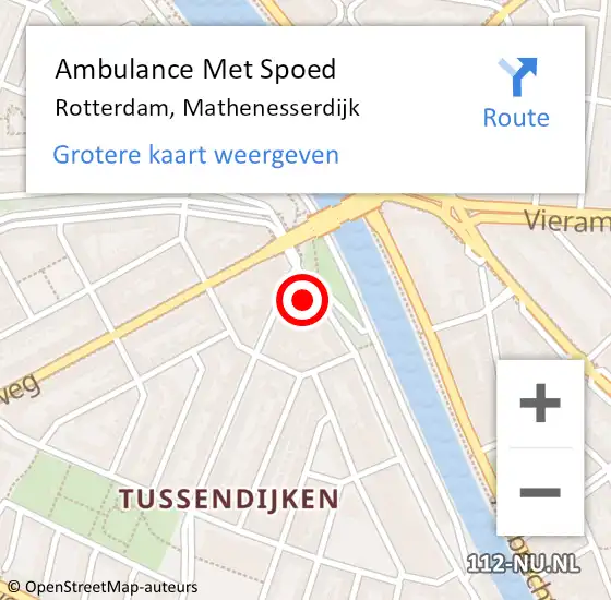 Locatie op kaart van de 112 melding: Ambulance Met Spoed Naar Rotterdam, Mathenesserdijk op 7 januari 2022 18:36