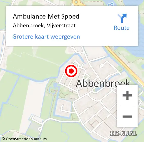 Locatie op kaart van de 112 melding: Ambulance Met Spoed Naar Abbenbroek, Vijverstraat op 7 januari 2022 18:38