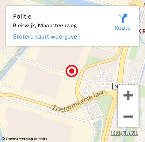 Locatie op kaart van de 112 melding: Politie Bleiswijk, Maansteenweg op 7 januari 2022 18:46