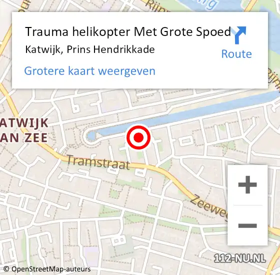 Locatie op kaart van de 112 melding: Trauma helikopter Met Grote Spoed Naar Katwijk, Prins Hendrikkade op 7 januari 2022 18:49