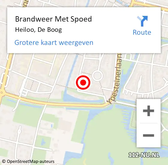 Locatie op kaart van de 112 melding: Brandweer Met Spoed Naar Heiloo, De Boog op 7 januari 2022 18:50