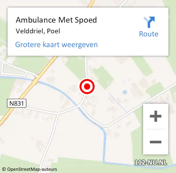 Locatie op kaart van de 112 melding: Ambulance Met Spoed Naar Velddriel, Poel op 7 januari 2022 19:00