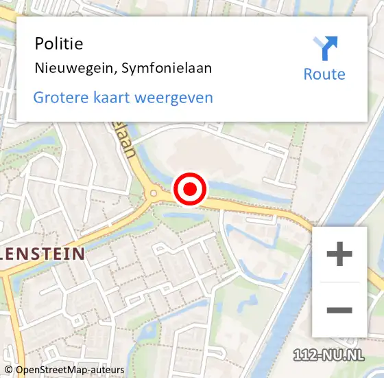 Locatie op kaart van de 112 melding: Politie Nieuwegein, Symfonielaan op 7 januari 2022 19:05