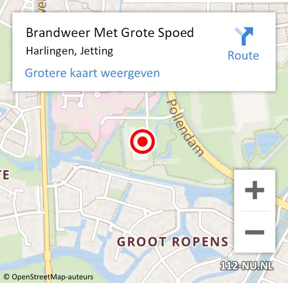 Locatie op kaart van de 112 melding: Brandweer Met Grote Spoed Naar Harlingen, Jetting op 7 januari 2022 19:09