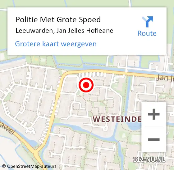 Locatie op kaart van de 112 melding: Politie Met Grote Spoed Naar Leeuwarden, Jan Jelles Hofleane op 7 januari 2022 19:19