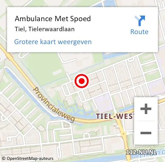 Locatie op kaart van de 112 melding: Ambulance Met Spoed Naar Tiel, Tielerwaardlaan op 7 januari 2022 19:30