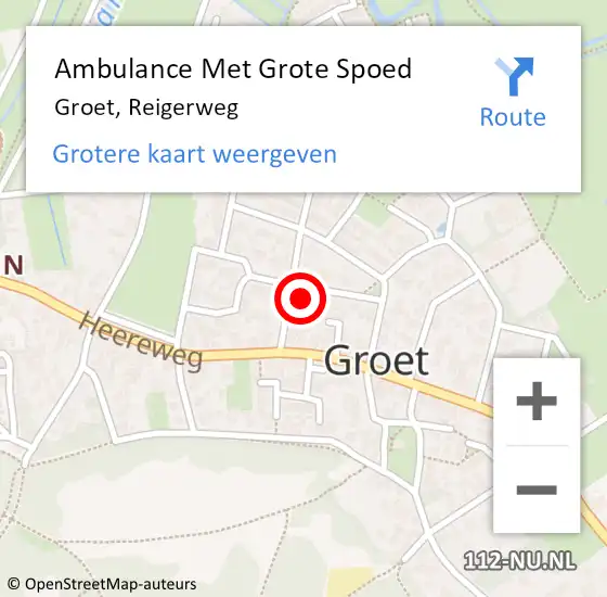 Locatie op kaart van de 112 melding: Ambulance Met Grote Spoed Naar Groet, Reigerweg op 7 januari 2022 19:41