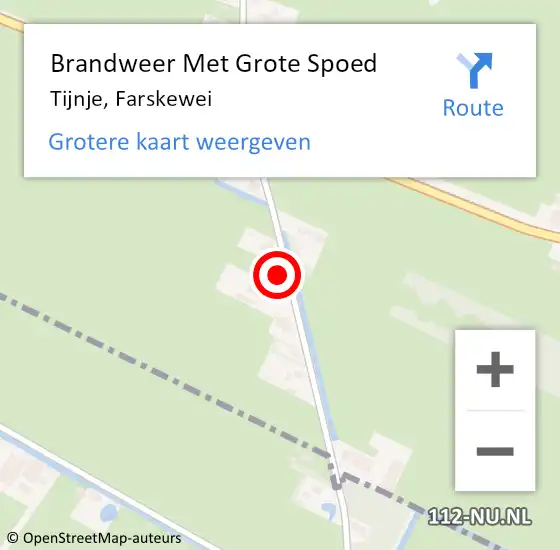 Locatie op kaart van de 112 melding: Brandweer Met Grote Spoed Naar Tijnje, Farskewei op 7 januari 2022 20:26