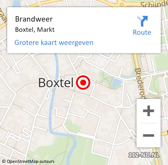 Locatie op kaart van de 112 melding: Brandweer Boxtel, Markt op 7 januari 2022 21:10