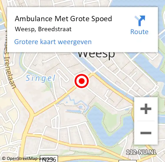 Locatie op kaart van de 112 melding: Ambulance Met Grote Spoed Naar Weesp, Breedstraat op 4 juli 2014 16:23