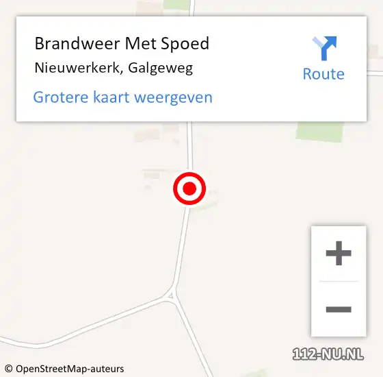 Locatie op kaart van de 112 melding: Brandweer Met Spoed Naar Nieuwerkerk, Galgeweg op 4 juli 2014 16:24