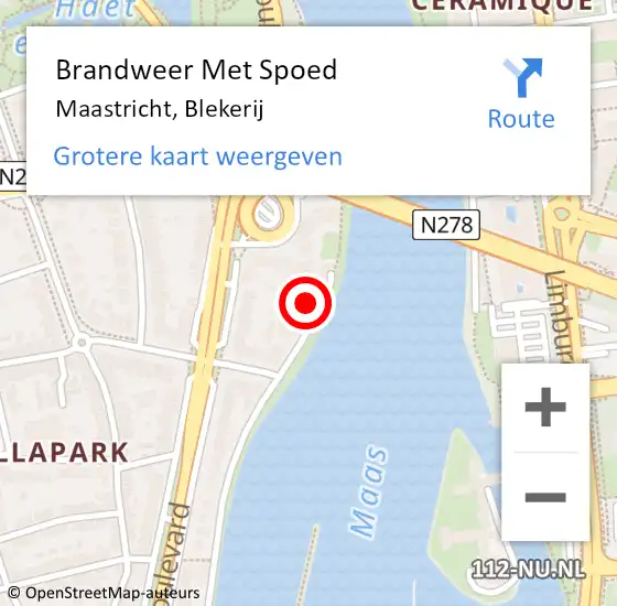 Locatie op kaart van de 112 melding: Brandweer Met Spoed Naar Maastricht, Blekerij op 7 januari 2022 22:28