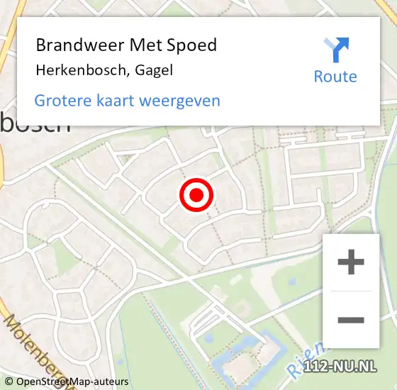 Locatie op kaart van de 112 melding: Brandweer Met Spoed Naar Herkenbosch, Gagel op 7 januari 2022 22:37
