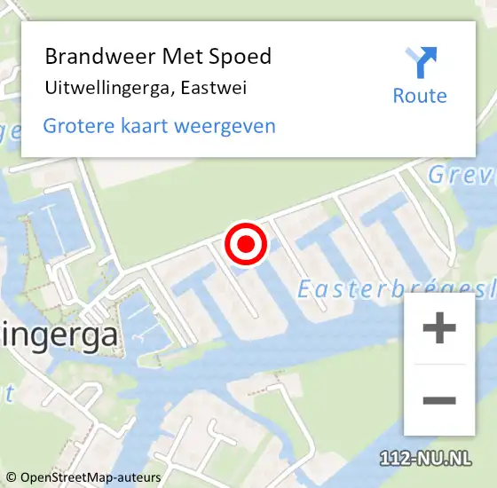 Locatie op kaart van de 112 melding: Brandweer Met Spoed Naar Uitwellingerga, Eastwei op 7 januari 2022 22:42