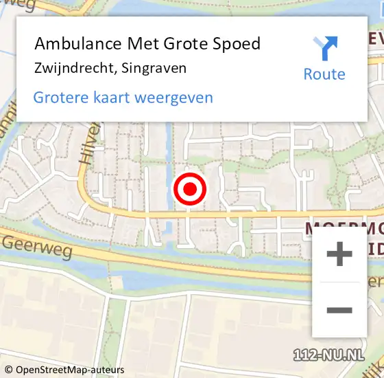 Locatie op kaart van de 112 melding: Ambulance Met Grote Spoed Naar Zwijndrecht, Singraven op 7 januari 2022 23:31