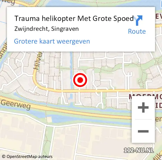 Locatie op kaart van de 112 melding: Trauma helikopter Met Grote Spoed Naar Zwijndrecht, Singraven op 7 januari 2022 23:37