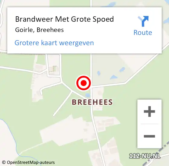 Locatie op kaart van de 112 melding: Brandweer Met Grote Spoed Naar Goirle, Breehees op 7 januari 2022 23:39