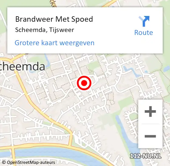 Locatie op kaart van de 112 melding: Brandweer Met Spoed Naar Scheemda, Tijsweer op 7 januari 2022 23:45