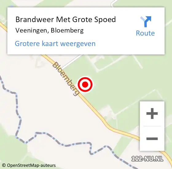 Locatie op kaart van de 112 melding: Brandweer Met Grote Spoed Naar Veeningen, Bloemberg op 4 juli 2014 16:30