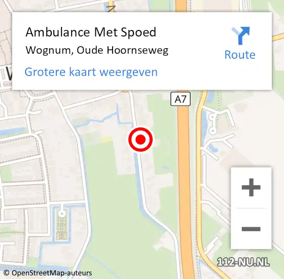 Locatie op kaart van de 112 melding: Ambulance Met Spoed Naar Wognum, Oude Hoornseweg op 8 januari 2022 00:16