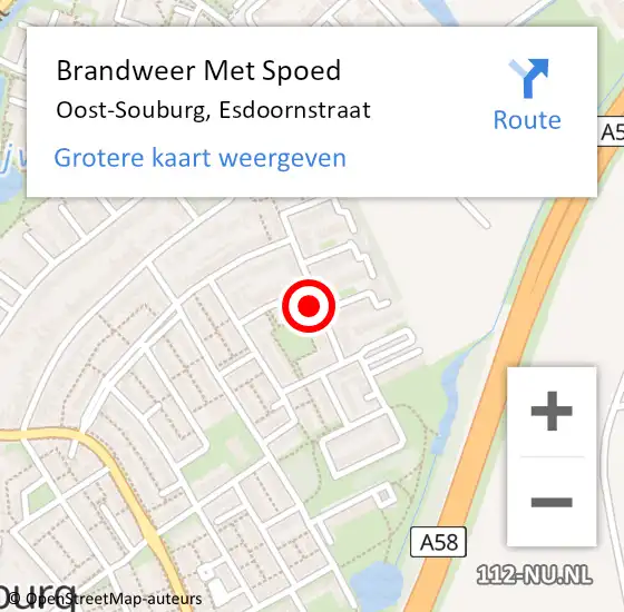 Locatie op kaart van de 112 melding: Brandweer Met Spoed Naar Oost-Souburg, Esdoornstraat op 8 januari 2022 00:17