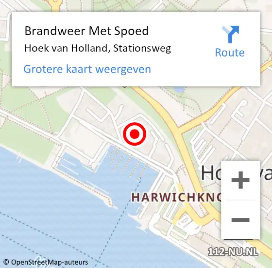 Locatie op kaart van de 112 melding: Brandweer Met Spoed Naar Hoek van Holland, Stationsweg op 8 januari 2022 00:33