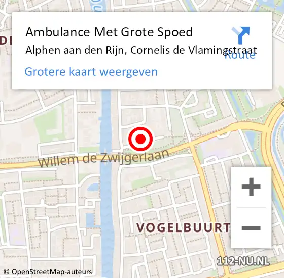 Locatie op kaart van de 112 melding: Ambulance Met Grote Spoed Naar Alphen aan den Rijn, Cornelis de Vlamingstraat op 8 januari 2022 01:19