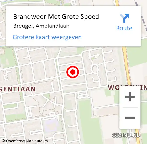 Locatie op kaart van de 112 melding: Brandweer Met Grote Spoed Naar Breugel, Amelandlaan op 8 januari 2022 01:31