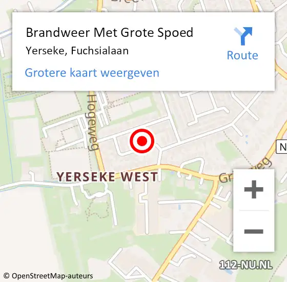 Locatie op kaart van de 112 melding: Brandweer Met Grote Spoed Naar Yerseke, Fuchsialaan op 8 januari 2022 01:45