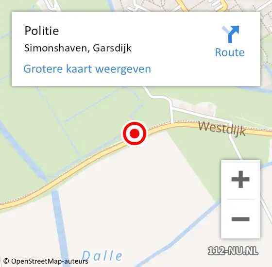 Locatie op kaart van de 112 melding: Politie Hekelingen, Garsdijk op 8 januari 2022 03:32